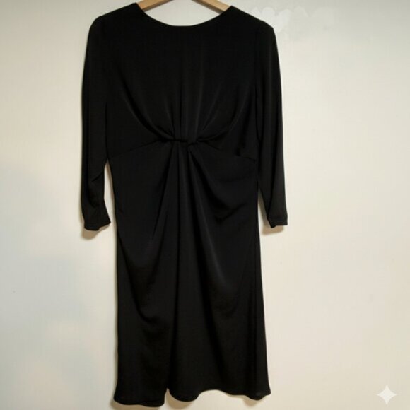 H&M Black Floral Jacquard Knot-Front Women's Midi Dress Size L - Picture 2 of 8